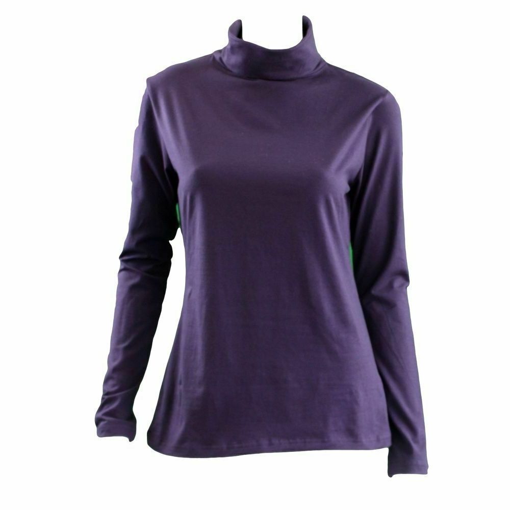 Ladies SKIVVY Womens Long Sleeve Plain Top Warm Turtleneck Cotton High Neck - White
