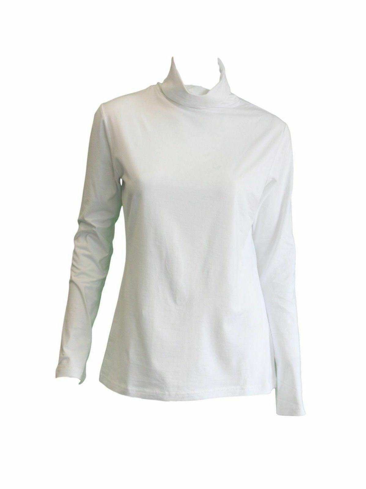 Ladies SKIVVY Womens Long Sleeve Plain Top Warm Turtleneck Cotton High Neck - Grey Marle