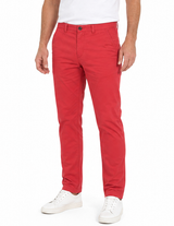 Mens Skinny Chino Pants - Red (100% Cotton Slim Leg Trousers)