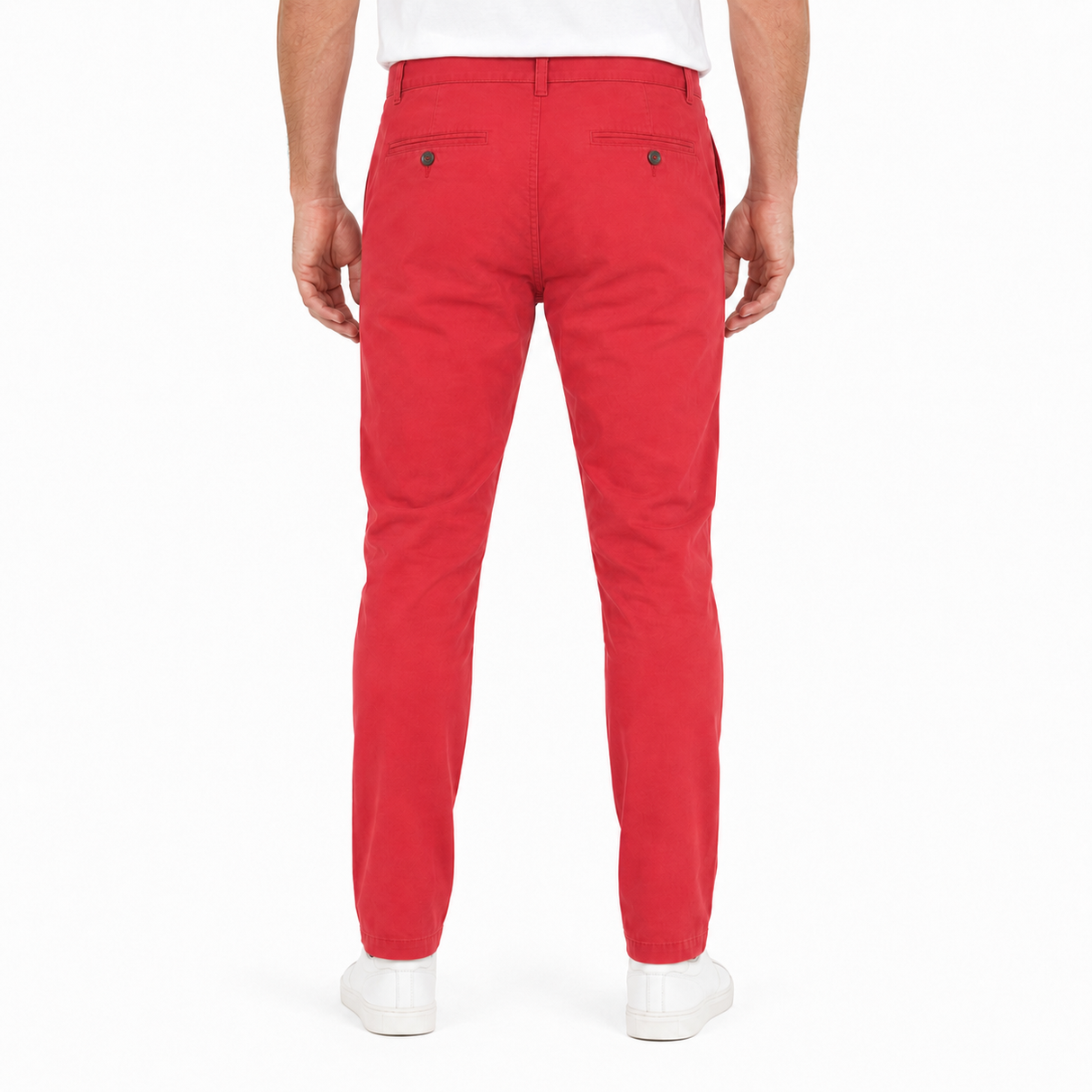 Mens Skinny Chino Pants - Red (100% Cotton Slim Leg Trousers)