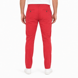 Mens Skinny Chino Pants - Red (100% Cotton Slim Leg Trousers)