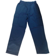 Mens 100% Cotton Cargo Pants - Elastic Waist Plain Casual Trousers - Navy