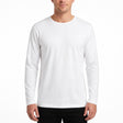 Mens 100% Cotton Plain Slim Fit Long Sleeve Top - White