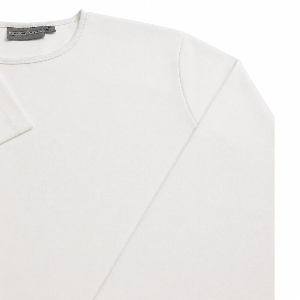 Mens 100% Cotton Plain Slim Fit Long Sleeve Top - White