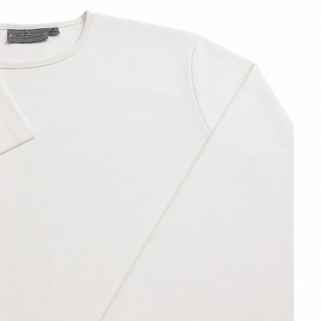 Mens 100% Cotton Plain Slim Fit Long Sleeve Top - White