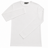 Mens 100% Cotton Plain Slim Fit Long Sleeve Top - White