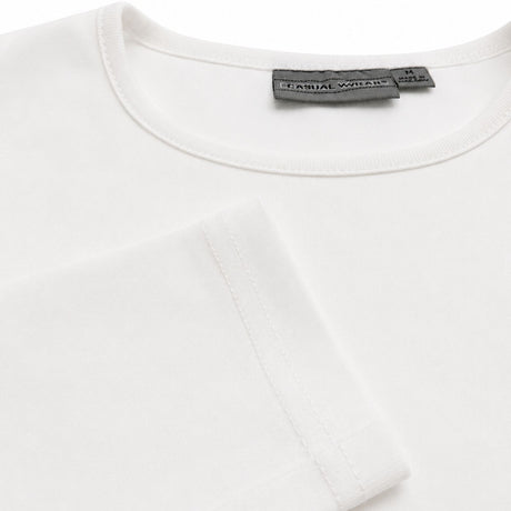 Mens 100% Cotton Plain Slim Fit Long Sleeve Top - White