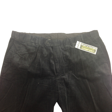 MENS CORDUROY PANTS Trousers Cords Casual STRETCH COTTON Size 32"-44" Adjustable - Black (99)