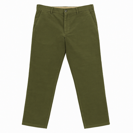 Mens Casual Stretch Corduroy Pants - Olive (Adjustable Cotton Trousers)