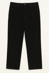 Mens Casual Stretch Corduroy Pants - Black (Adjustable Cotton Trousers)
