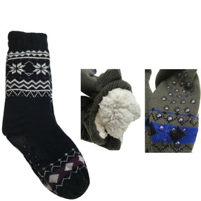 1 Pair Mens Thick Non Slip Fur Winter Socks Bulk Pack - Warm Winter Bed Sock