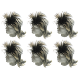 6x Mens Black/Blonde Long Spiky Mullet Wig Bulk Pack - Bogan/Punk Rock Costume for 80s Party