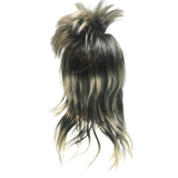 Mens Black/Blonde Long Spiky Mullet Wig - Bogan/Punk Rock Costume for 80s Party