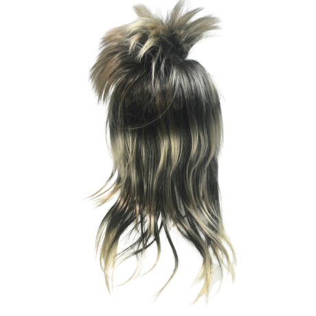6x Mens Black/Blonde Long Spiky Mullet Wig Bulk Pack - Bogan/Punk Rock Costume for 80s Party