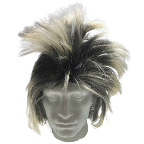 6x Mens Black/Blonde Long Spiky Mullet Wig Bulk Pack - Bogan/Punk Rock Costume for 80s Party