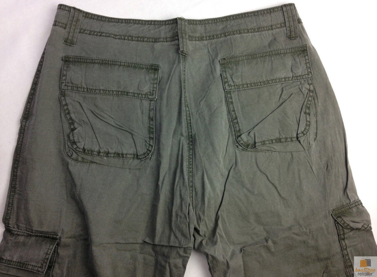 Mens 3/4 Long Cotton Cargo Shorts - Olive (Army/Military Summer Combat)
