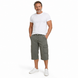 Mens 3/4 Long Cotton Cargo Shorts - Olive (Army/Military Summer Combat)