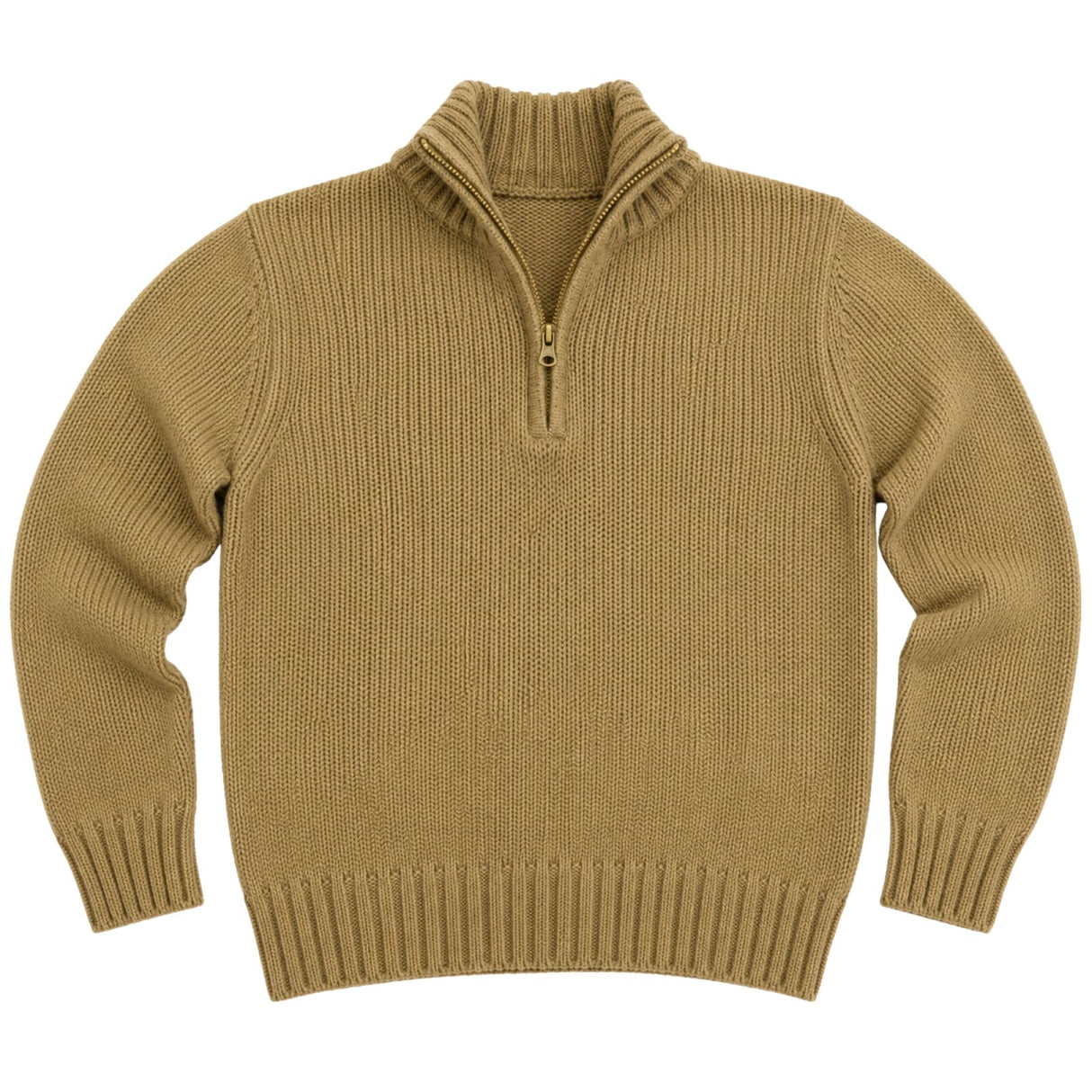 Mens Knit Half Zip Pullover Jumper - Maize (Stretch Winter Sweater)