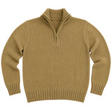 Mens Knit Half Zip Pullover Jumper - Maize (Stretch Winter Sweater)