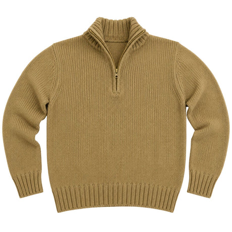 Mens Knit Half Zip Pullover Jumper - Maize (Stretch Winter Sweater)