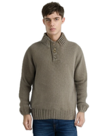 Mens Knit Jumper Pullover Sweater Knitted Casual Stretch Warm Winter - 4 Button Mulberry 94 (KW16)