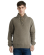 Mens Knit Jumper Pullover Sweater Knitted Casual Stretch Warm Winter - 4 Button Mulberry 94 (KW16)