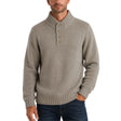 Mens Knit 4-Button Pullover Jumper - Ivory Grey (Stretch Winter Sweater)