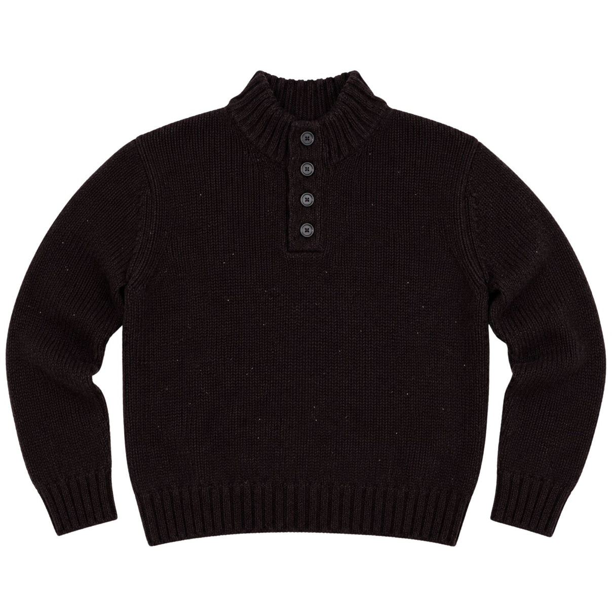 Mens Knit 4-Button Pullover Jumper -Mulberry (Stretch Winter Sweater)
