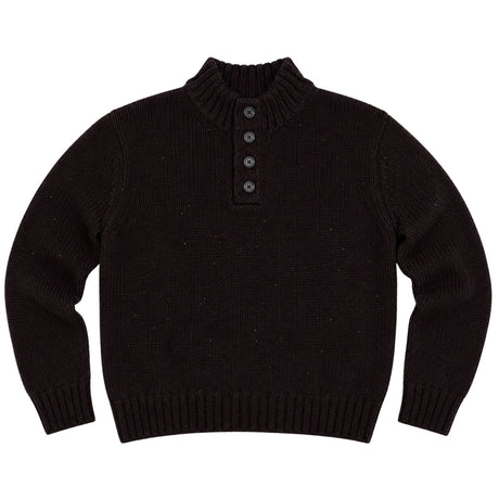 Mens Knit 4-Button Pullover Jumper -Mulberry (Stretch Winter Sweater)