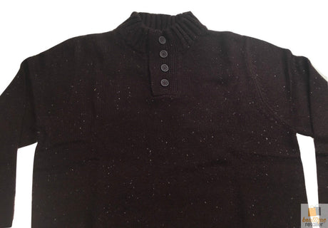 Mens Knit Jumper Pullover Sweater Knitted Casual Stretch Warm Winter - Half Zip Burgundy 97 (KW14)