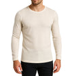 Thermo Fleece Mens 100% Merino Wool Long Sleeve Thermal Top - Natural