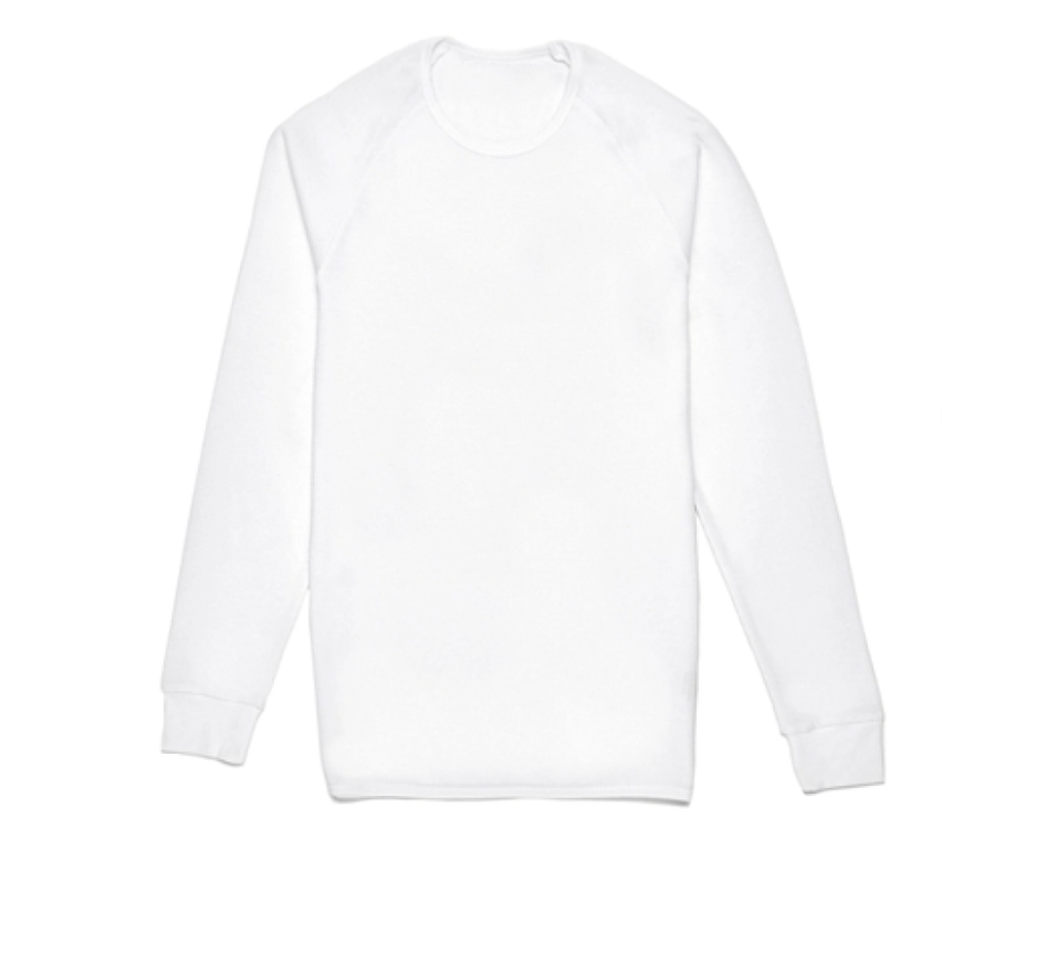 Thermo Fleece Mens Thermal Long Sleeve Top Baselayer Cotton Blend Shirt - White