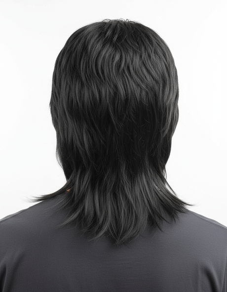 MULLET WIG 80s Fancy Dress Mens Party Costume Rock Bogan Accessory Punk 70s 90s - Black