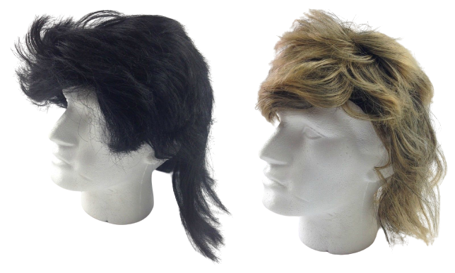 MULLET WIG 80s Fancy Dress Mens Party Costume Rock Bogan Accessory Punk 70s 90s - Black