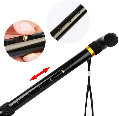 Blue Adjustable Metal Walking Stick - Folding Compact Travel Cane/Pole