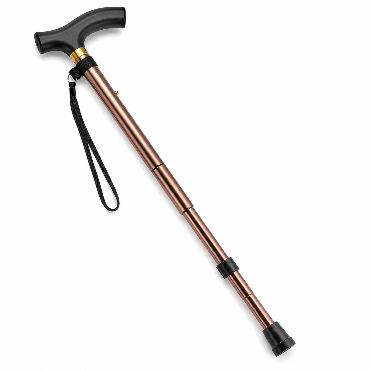 Adjustable Metal WALKING STICK Travel Cane Folding Pole Compact Retractable Hike - Bronze