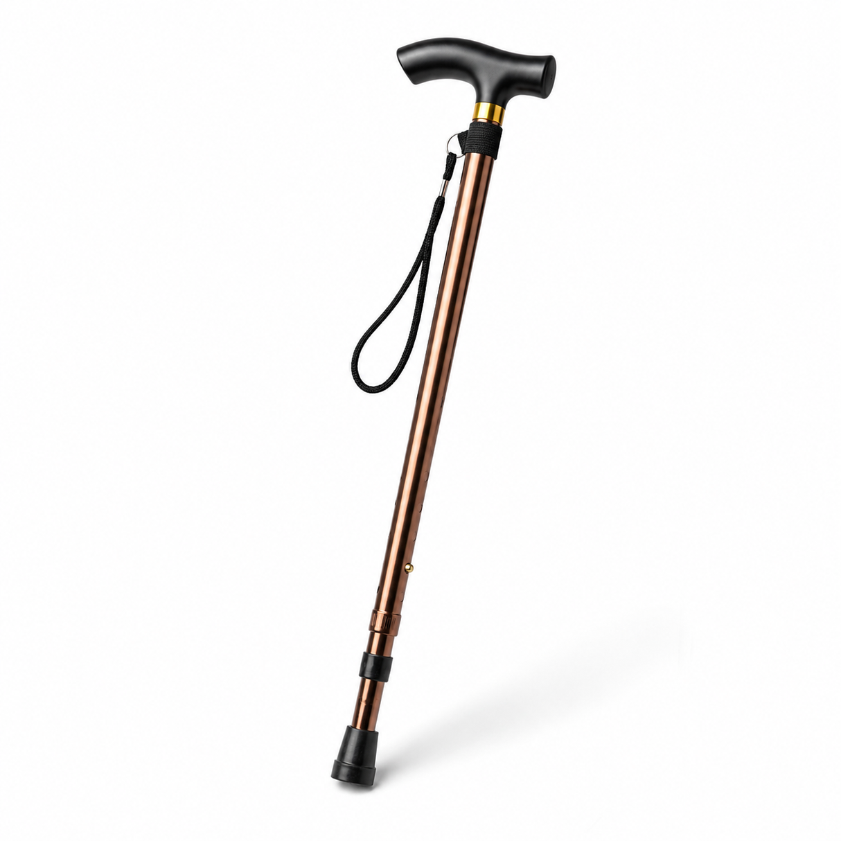 Adjustable Metal WALKING STICK Travel Cane Folding Pole Compact Retractable Hike - Bronze