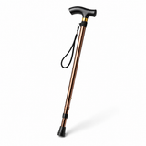 Adjustable Metal WALKING STICK Travel Cane Folding Pole Compact Retractable Hike - Bronze