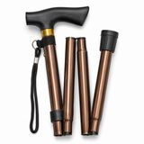 Adjustable Metal WALKING STICK Travel Cane Folding Pole Compact Retractable Hike - Bronze
