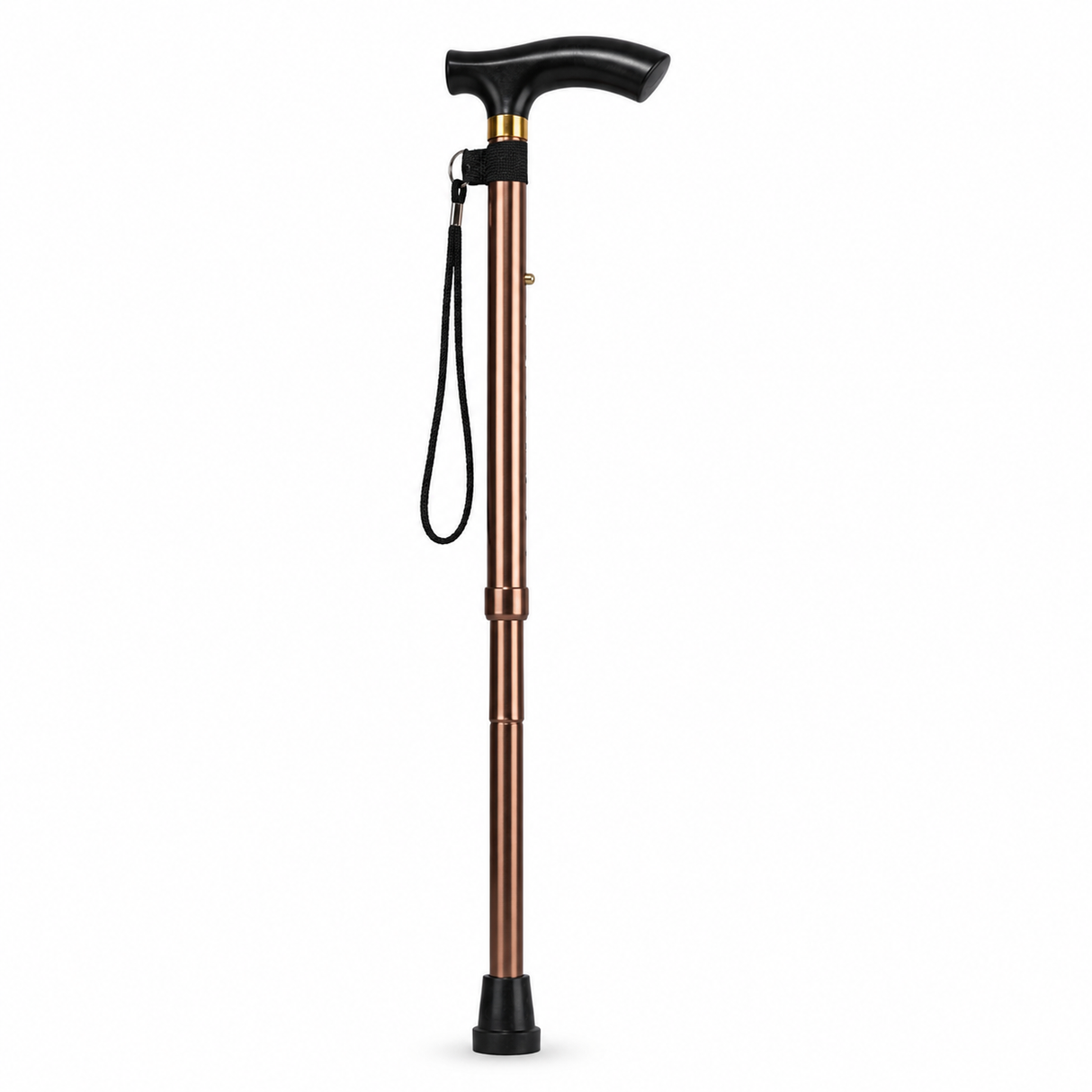 Adjustable Metal WALKING STICK Travel Cane Folding Pole Compact Retractable Hike - Bronze