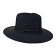 Mens Showerproof Wide Brim Outback Hat with Chin Cord - Navy - L