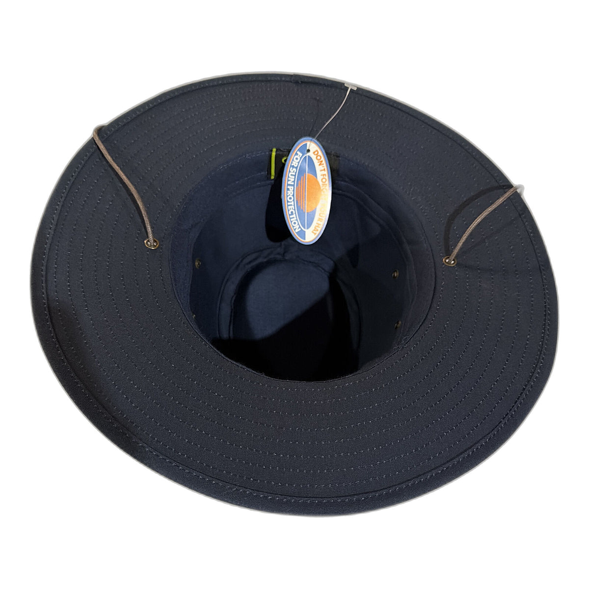 Mens Showerproof Wide Brim Outback Hat with Chin Cord - Navy