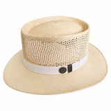 Premium Ecuadorian Vented Panama Straw Fedora Hat - Natural (Made in USA) One Size