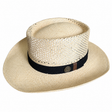 Premium Ecuadorian Vented Panama Straw Fedora Hat - Natural & Black (Made in USA) One Size