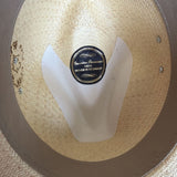 Handwoven Genuine Panama Straw Fedora Hat - Natural & Burgundy Stripe