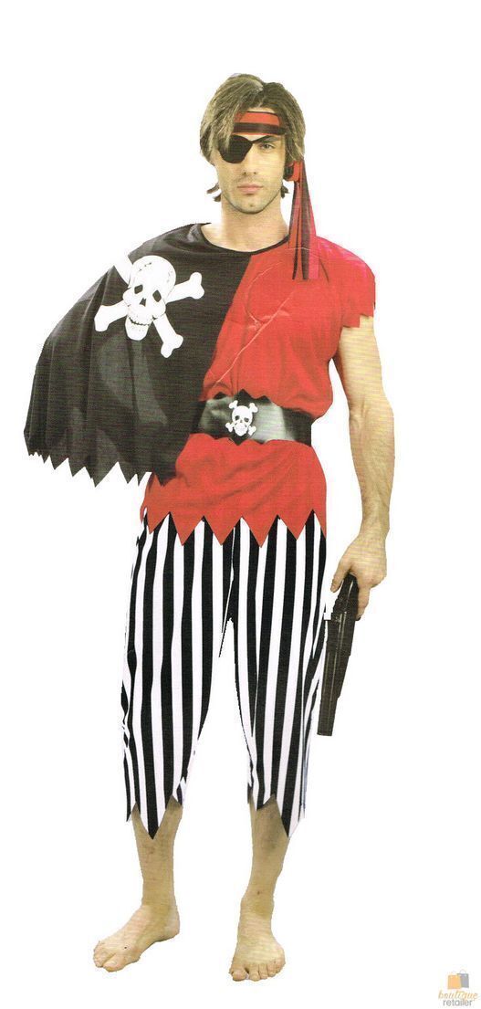 Mens Pirate Costume - Caribbean Buccaneer (Halloween & Fancy Dress)