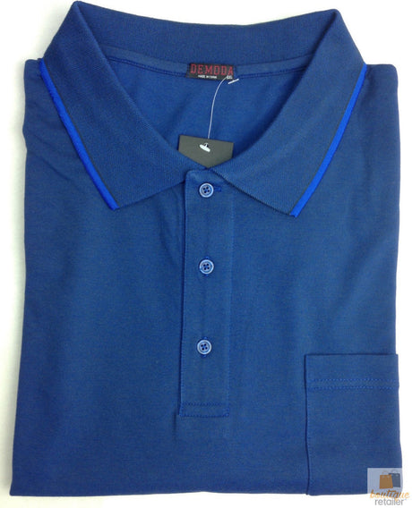 PLUS SIZE Polo Chest Pocket Top Shirt Collar Mens King Large 3XL-6XL  8317 - Navy/Blue