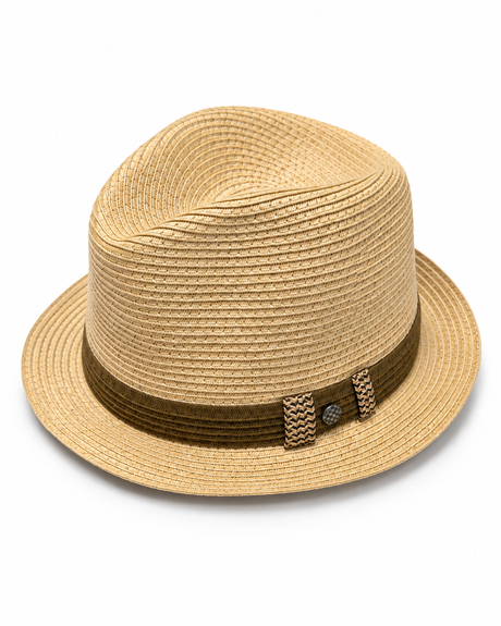 Crushable Paper Straw Trilby Hat - Natural