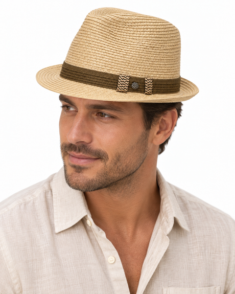 Crushable Paper Straw Trilby Hat - Natural