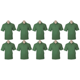 10x Mens Plain Short Sleeve Polo Shirt Bulk Pack - Apple Green (Pique Knit UPF Casual T-Shirt)